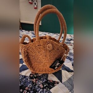 Round Woven Tan Bag